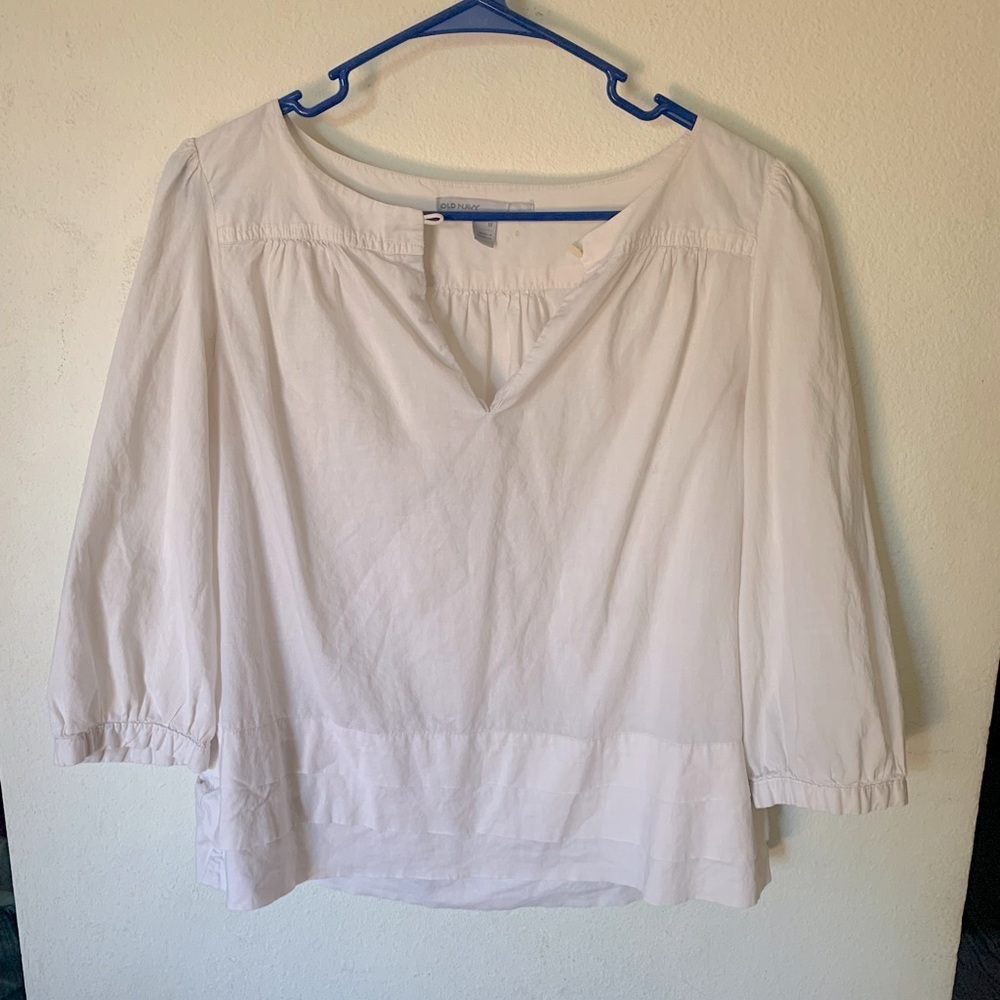Old Navy White 100% Cotton Vintage Style Summer Blouse Victorian